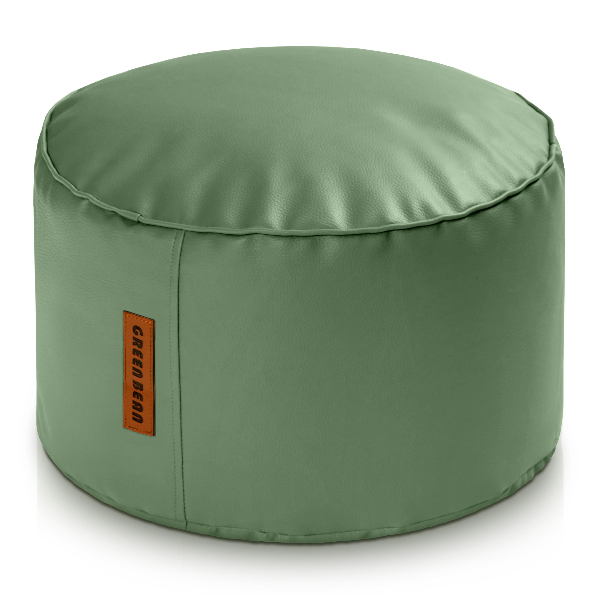 INDOOR HOCKER Stay rund Kunstleder - Hellgrün, Textil (43/30/30cm) - Green Bean