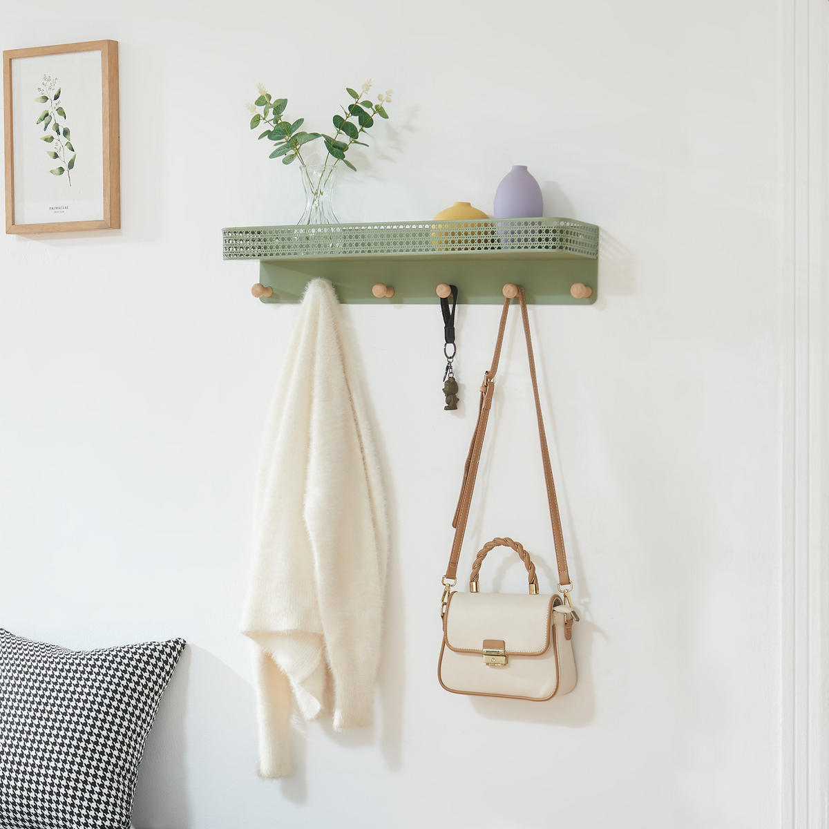 WANDGARDEROBE Jäller - Grün, Metall (60/12/13.5cm) - [en.casa]