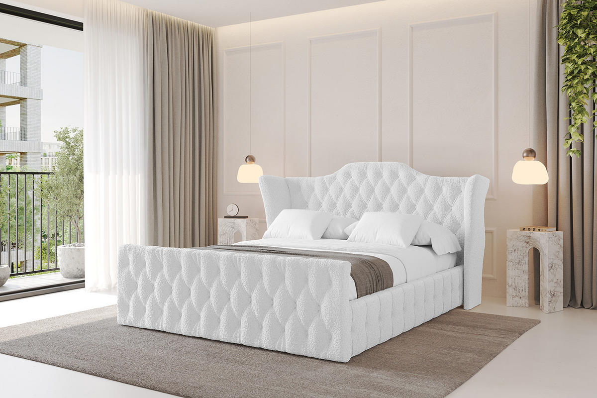 POLSTERBETT mit Bettkasten, Fußteil und Lattenrost, Boxbett ohne Matratze - MODY-Z 180x200 Weiß - Weiß, Holzwerkstoff/Textil (180/200cm) - ALTDECOR