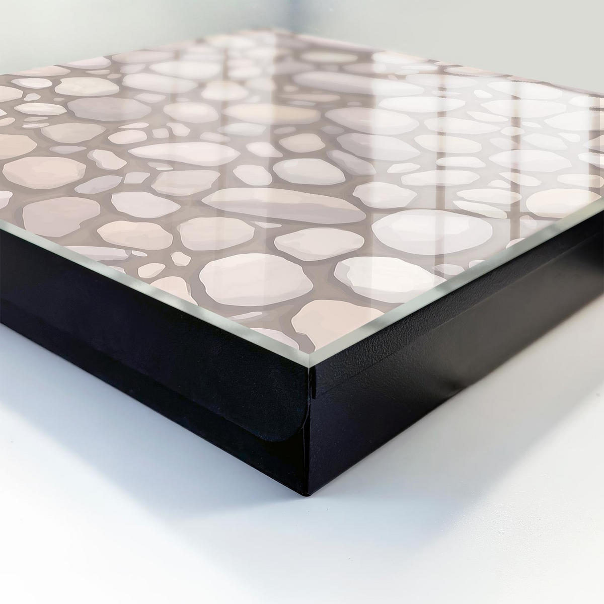 SCHLÜSSELBOX Schwarz 30x30 cm- Türöffnung nach rechts - Steinstruktur - Beige, Metall (30/30/5cm) - TULUP
