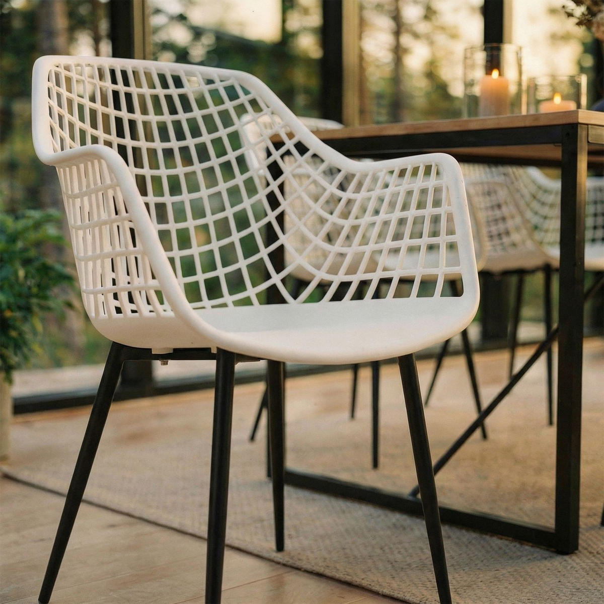 GARTENSTUHL LUCIA 4er-Set weiß - Weiß, Textil (58/85/55cm) - IDIMEX