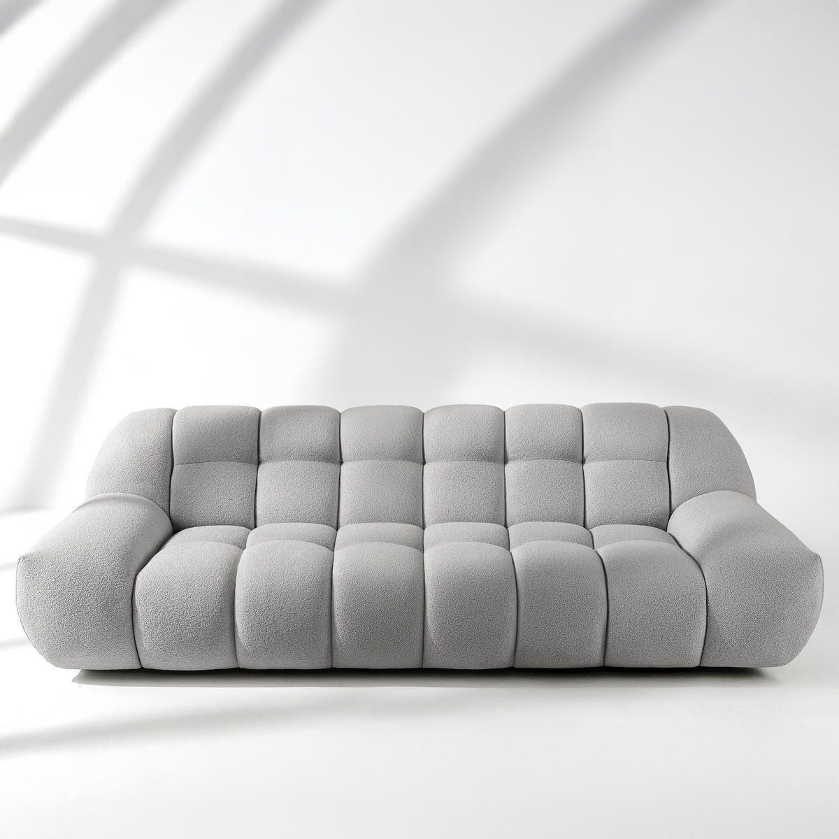 EINZELSOFA VENA Bouclé, Hellgrau - Hellgrau, Holz/Textil (254/72/105cm) - KONSIMO®