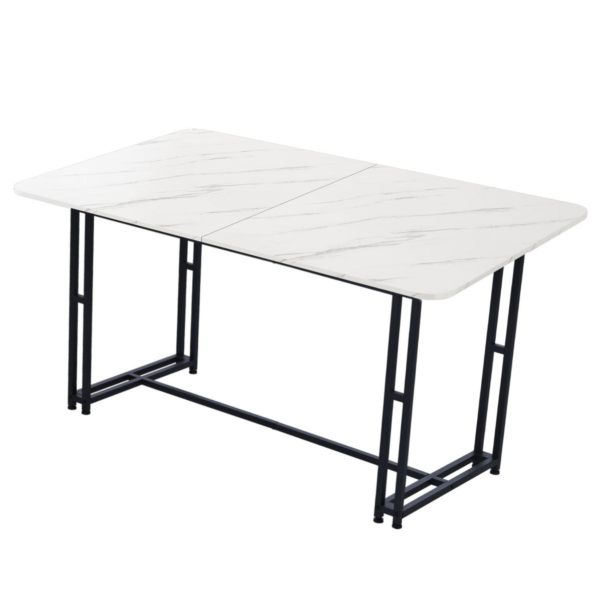 ESSTISCH 140x80x75 cm aus MDF mit schwarzem Metallgestell im modernen Leicht-Luxus Stil - Weiß, Holzwerkstoff (140/80/74cm) - Modfu