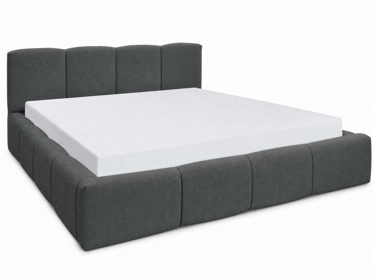 POLSTERBETT Amore Anthrazit 160/200 cm Samt mit Bettkasten - Anthrazit, Textil/Metall (160/200cm) - wonello