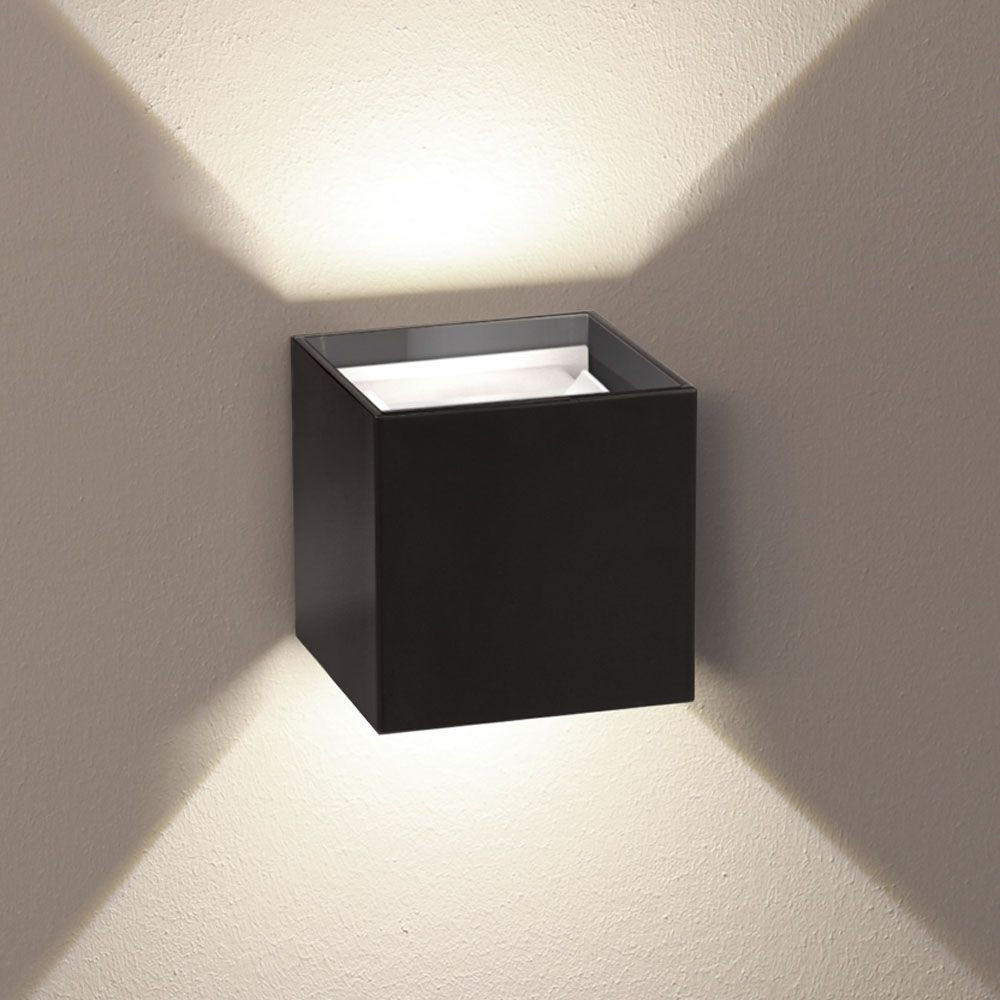 s.luce Led-Wandlampe Schwarz 10x10x10 cm