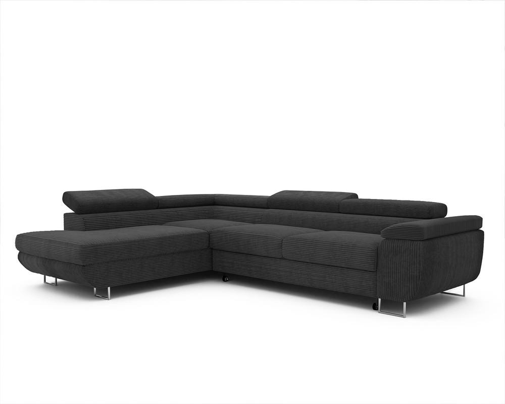 ECKSOFA ANTON mit Schlaffunktion und Bettkasten Anthrazit - Anthrazit, Holzwerkstoff/Kunststoff (274/203cm) - Idohome