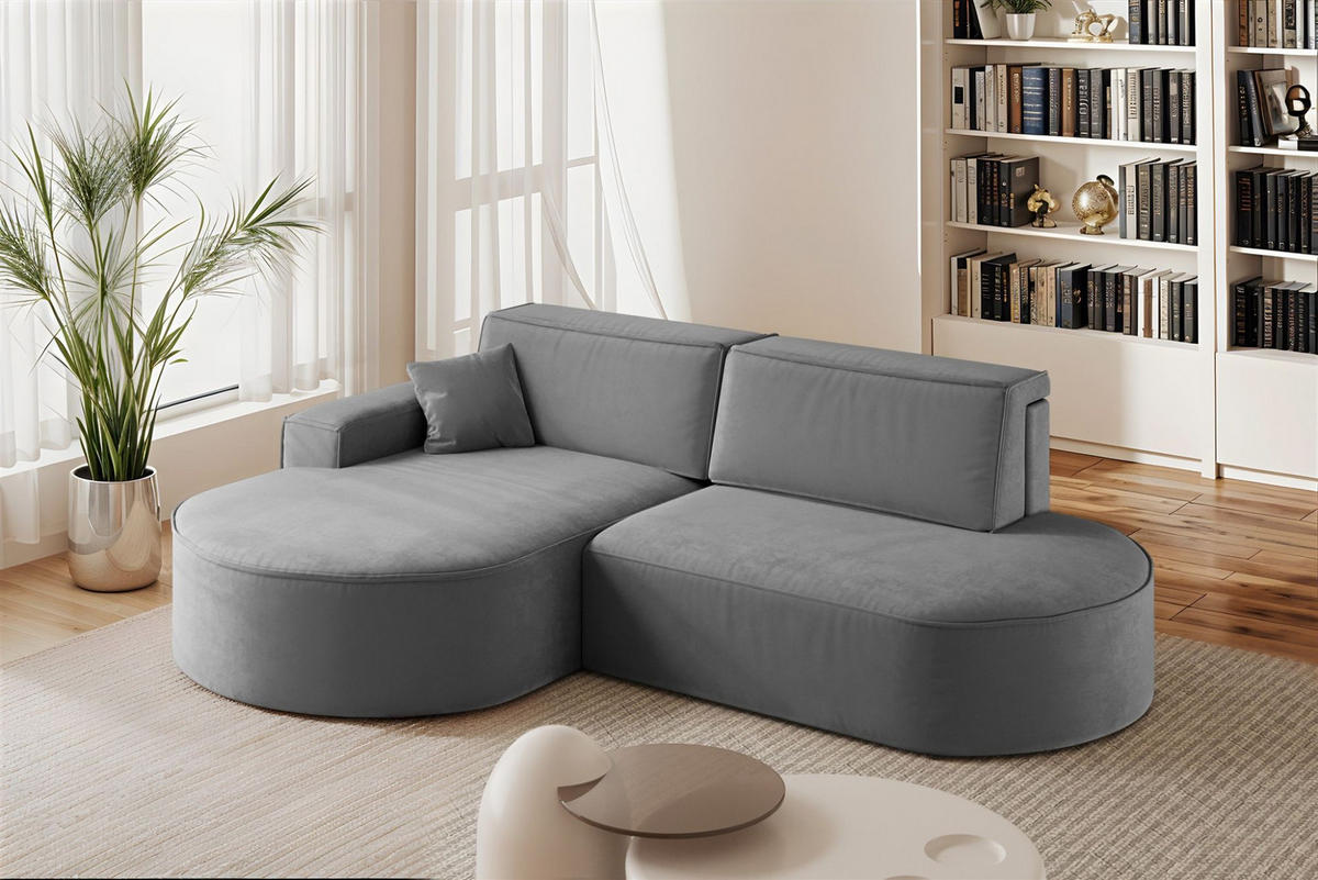 ECKSOFA Venedig Mit Schlaffunktion - Dunkelgrau, Holzwerkstoff/Textil (278/179cm) - Fun Möbel