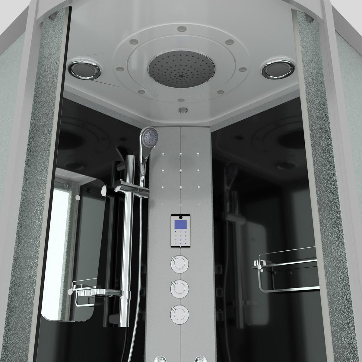 DAMPFDUSCHE Dusche D46-63M3-EC sw 100x100 - Schwarz, Glas/Kunststoff (100/100/225cm) - AcquaVapore by Sandra Jentho