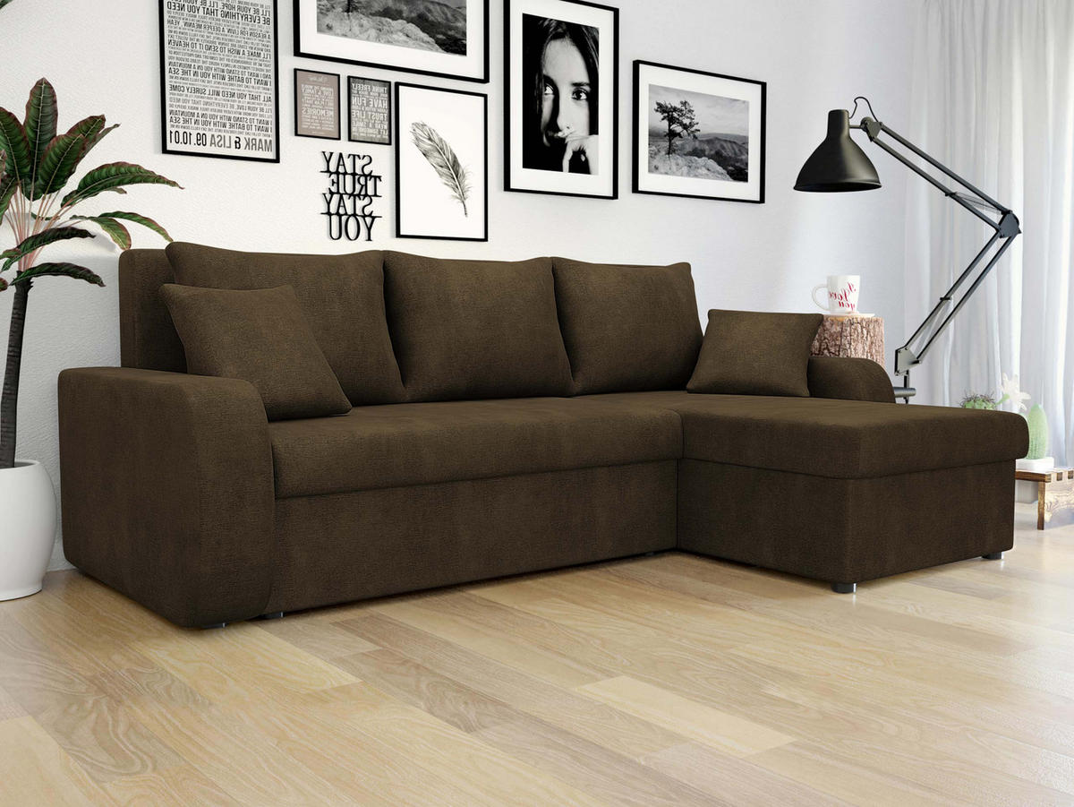 ECKSOFA Kris Lux - Schwarz/Braun, Holz/Kunststoff (238/147cm) - MIRJAN24
