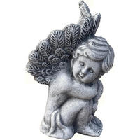 STEINFIGUR Engel sitzend mit Flügeln frostfest Steinguss - Grau, Stein (8/15/7cm) - stoneandstyle