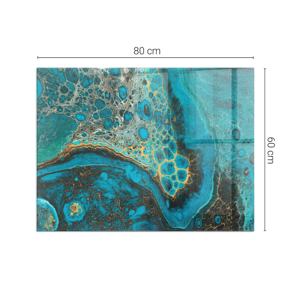 GLASPLATTE für Kamin 80x60 cm Türkis - Türkis, Glas (80/60/0.4cm) - ArtPrintCave