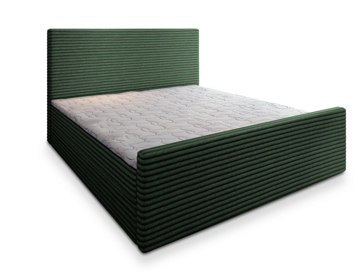 BOXBETT BRENTO 140x200 cm mit Matratze und Topper - Grün - Grün, Holz (140/200cm) - MASSENO