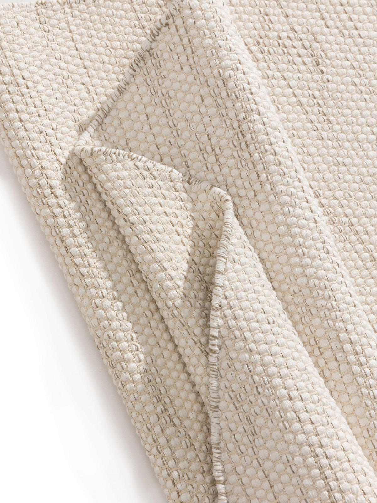 BAUMWOLLTEPPICH Ron handgewebt ø 120 cm rund - Creme, Naturmaterialien/Textil (120/120cm) - benuta