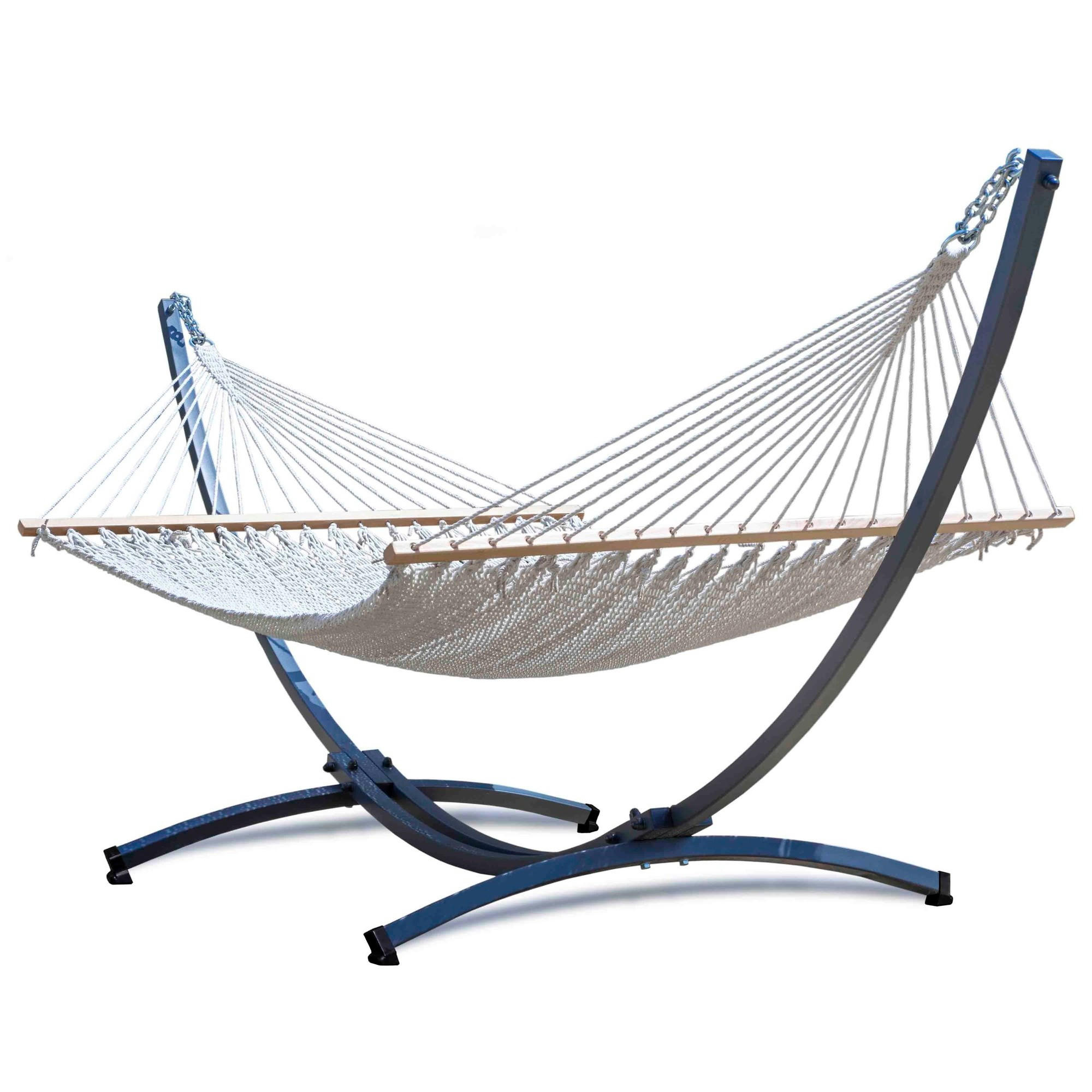 HÄNGEMATTE mit Gestell, 2 Personen, Stabhängematte, XXL, 200 kg, Metall,Beige, einfache Montage - Weiß, Metall (370/130/120cm) - Potenza