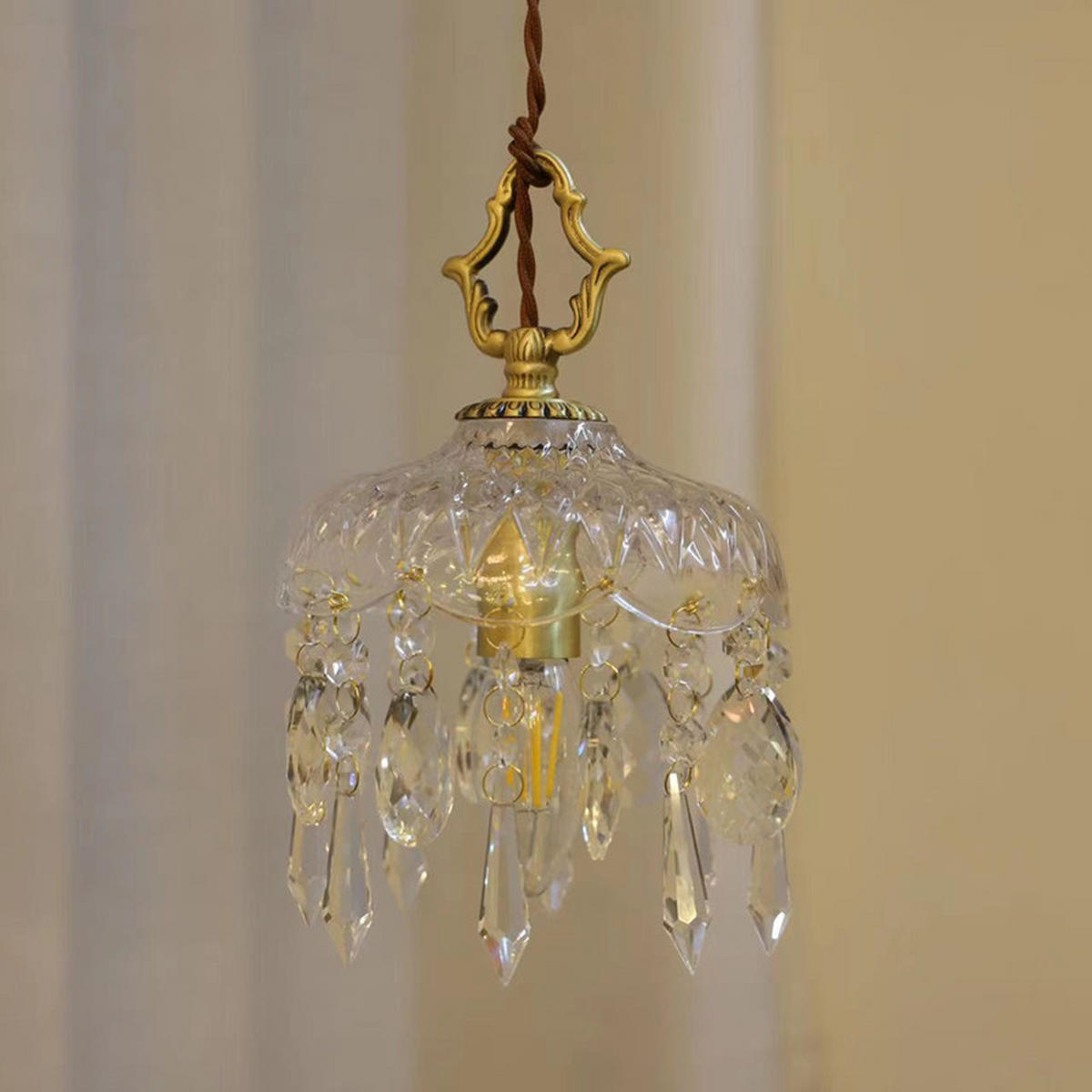 PENDELLEUCHTEN,MESSING + Glas, 220 V, 9 W, E27, 20 cm Durchmesser - Transparent, Glas (20/20/27cm) - Weltevree