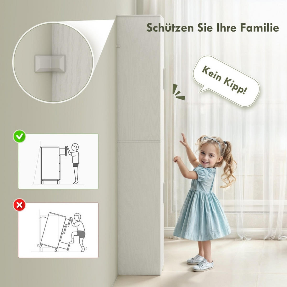 BADEZIMMERSCHRANK hoch Badschrank Hochschrank schmal mit 2 Türen, Verstellbare Regale für Badezimmer, Wohnzimmer 40 x 35 x 180 cm Weiß - Weiß, Holz (35/180/40cm) - Ej. Life