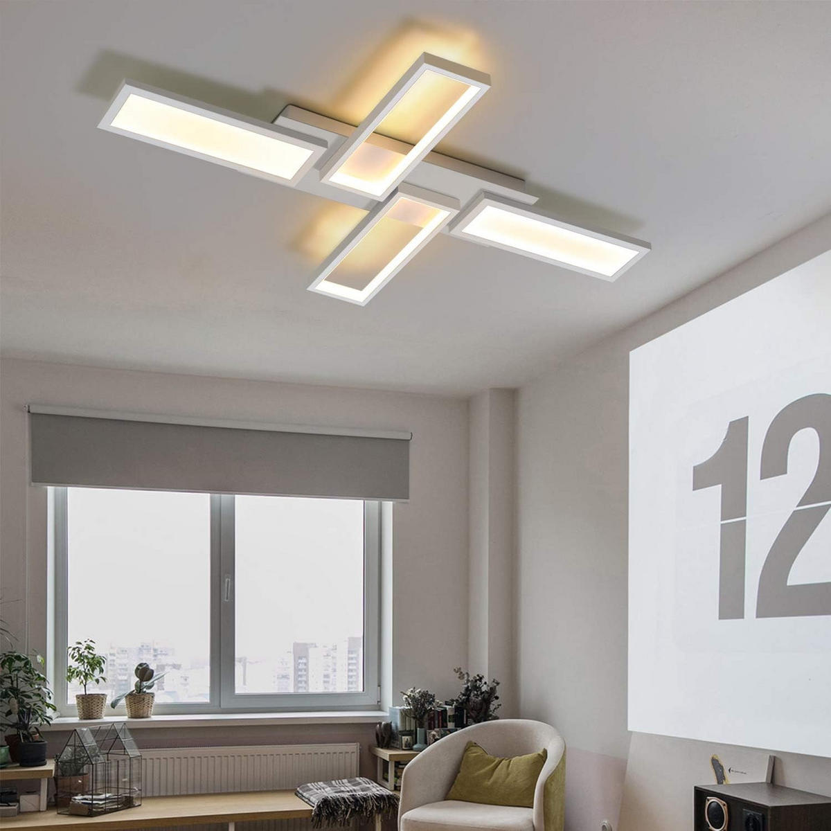 LED DECKENLEUCHTE Creglingen 82.7/54.5/5.6 - Weiß, Metall (82.7/54.5/5.6cm) - Nettlife
