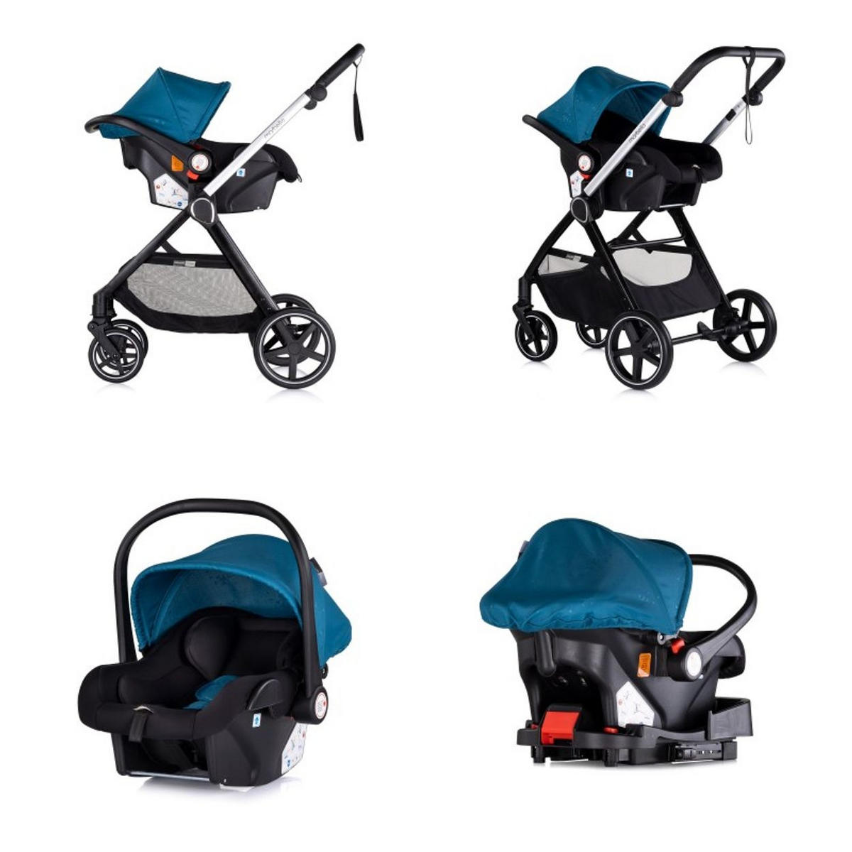 KOMBIKINDERWAGEN Marbella 3 in 1 blau Fußabdeckung Einlage i-Size Babyschale - Blau, Metall (90/63/108cm) - Chipolino