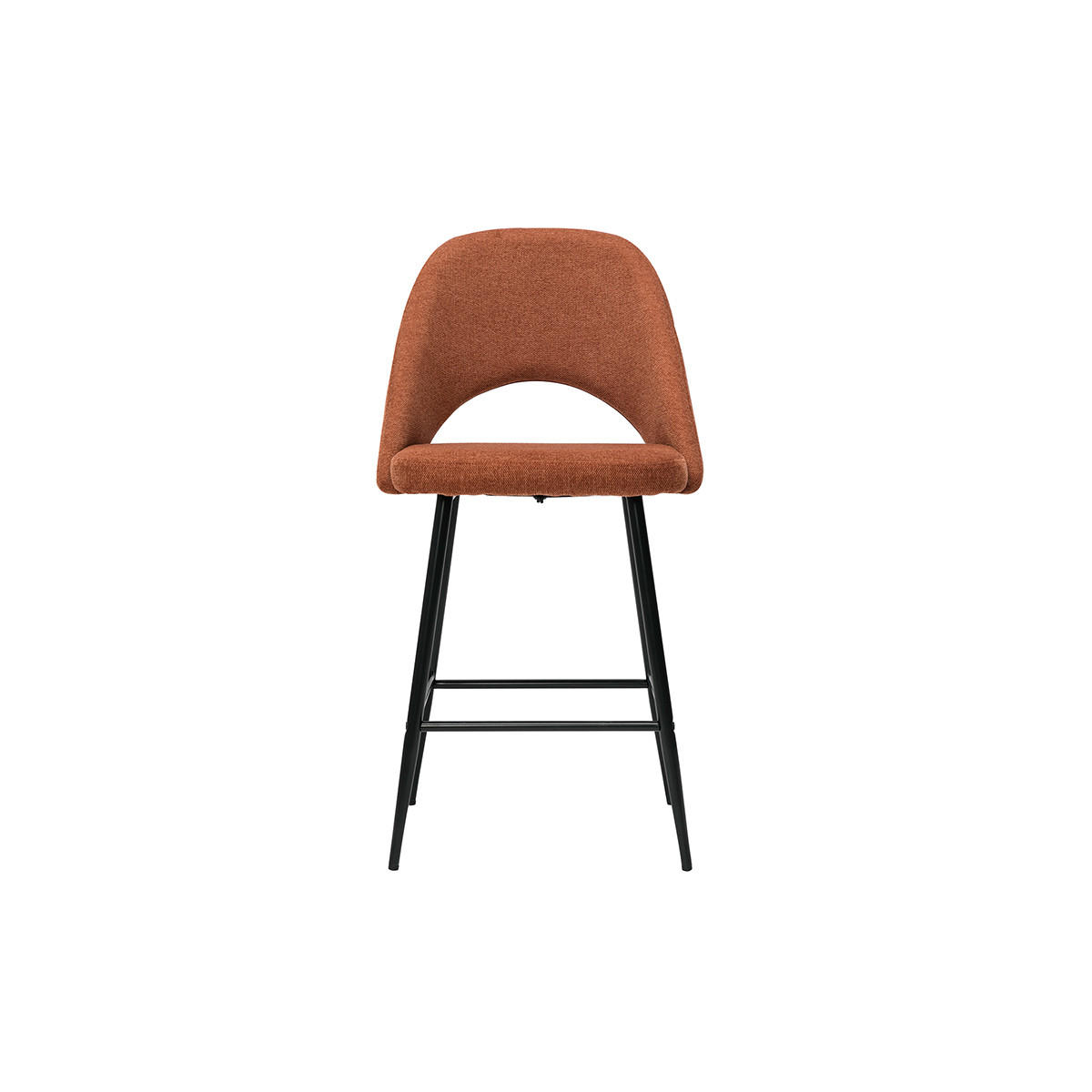 BARHOCKER Stoff Rostbraun Samteffekt H65 cm 2er-Set COSETTE - Orange, Textil (54/99/51.5cm) - Miliboo