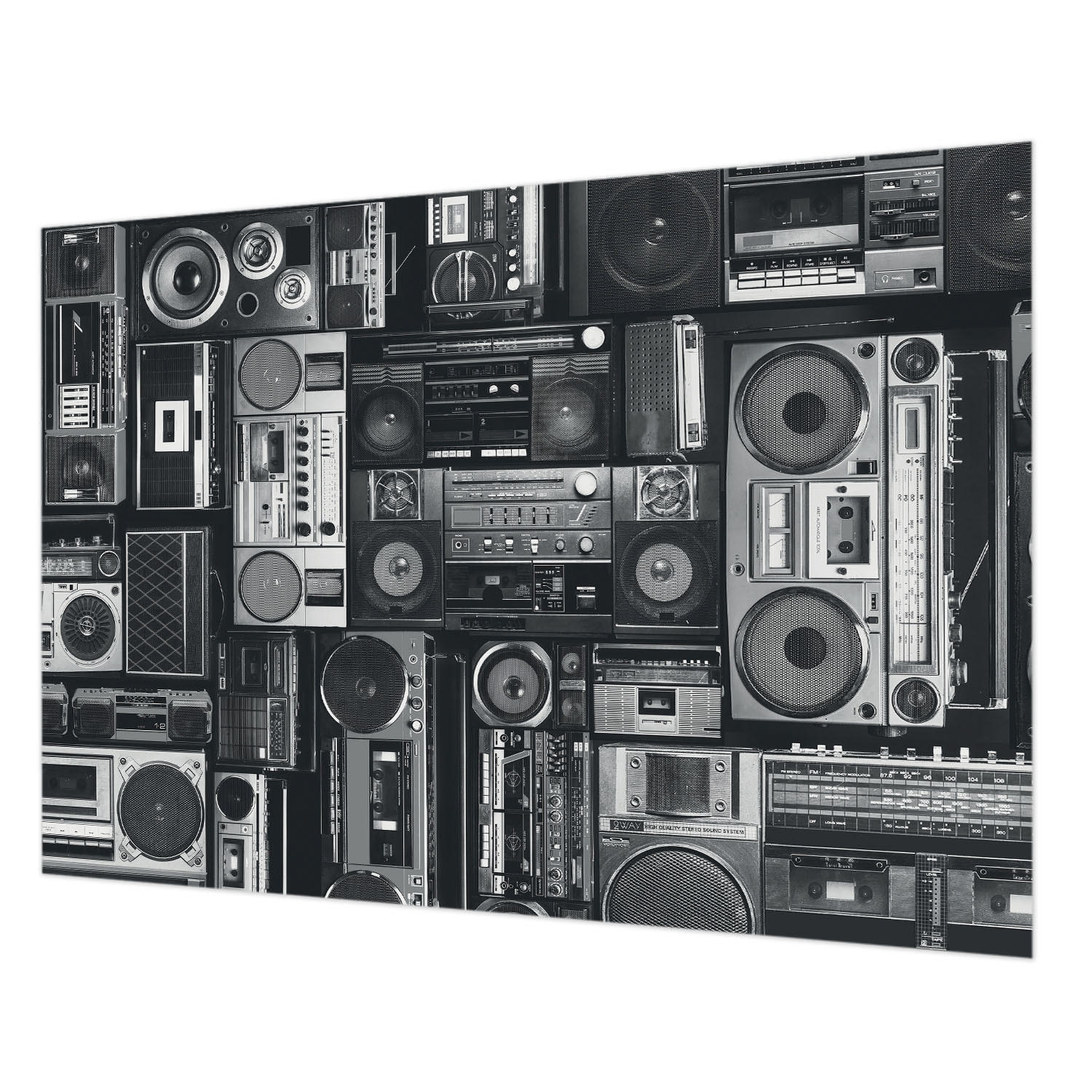 FOTOTAPETE 312x219 cm - Retro-Radio - Schwarz, Textil (312/219cm) - Wallfluent