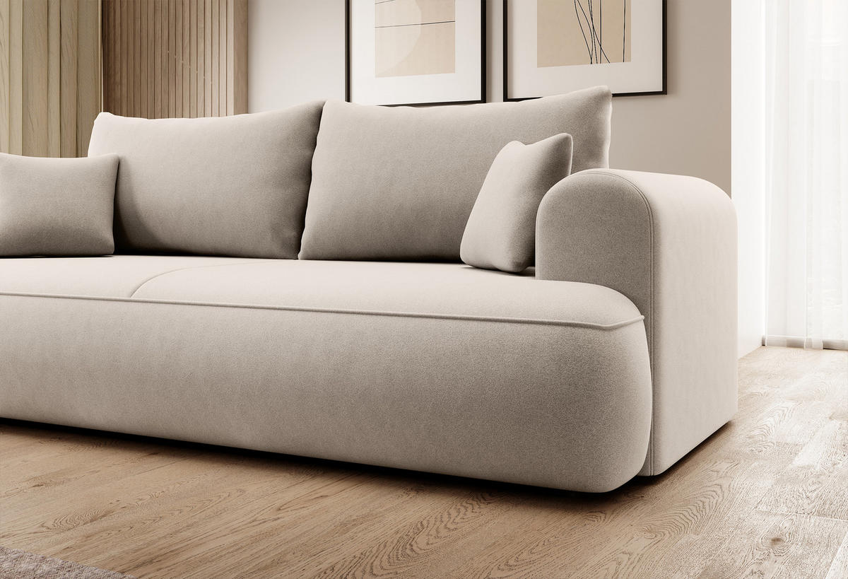 SCHLAFSOFA Ovo Hellbeige Velours - Beige, Textil (250/97/110cm) - Selsey