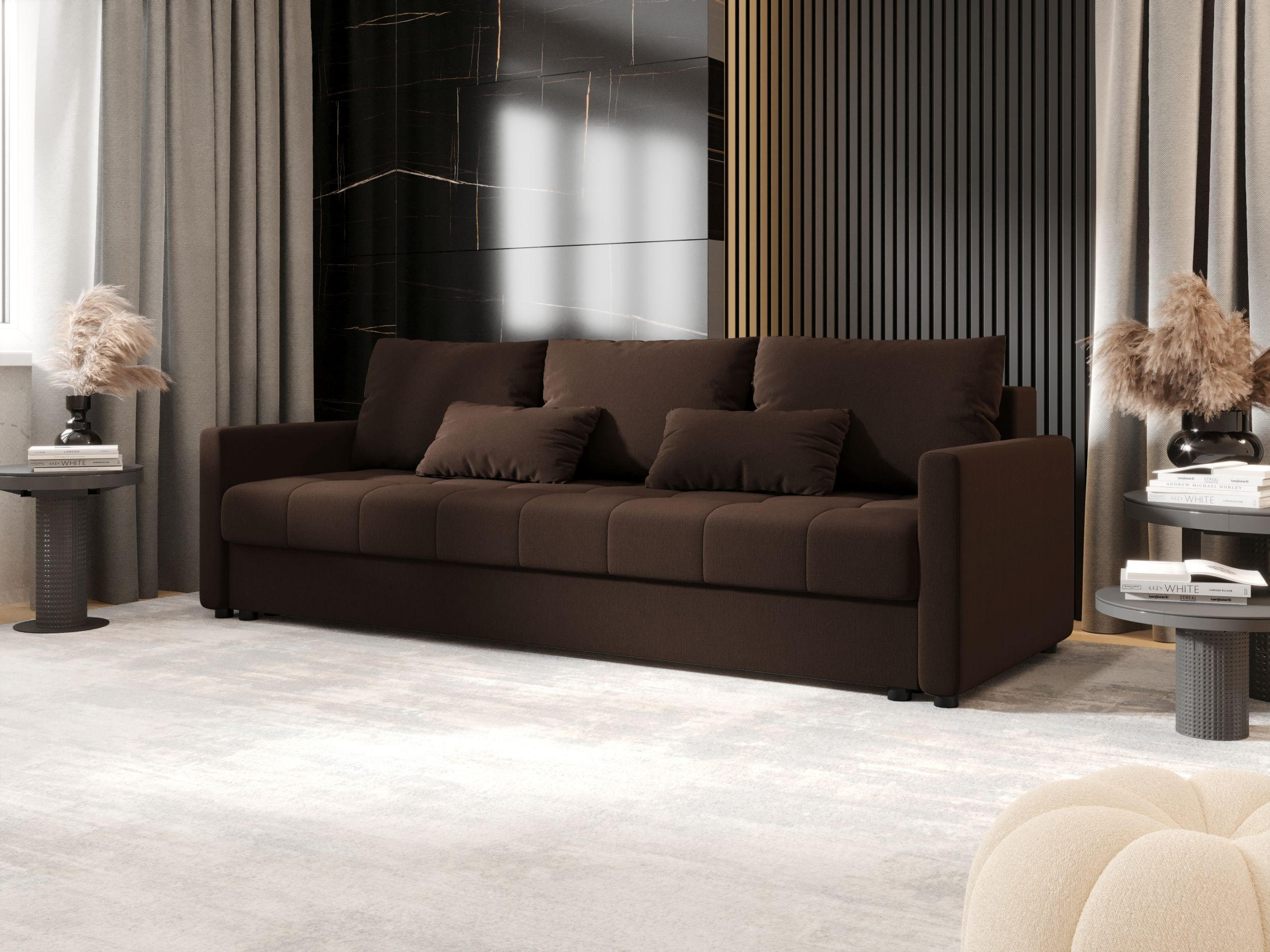 SOFA MOS mit Schlaffunktion COSMIC 800 mit Stauraum - Braun, Textil (84/72/220cm) - Bedante