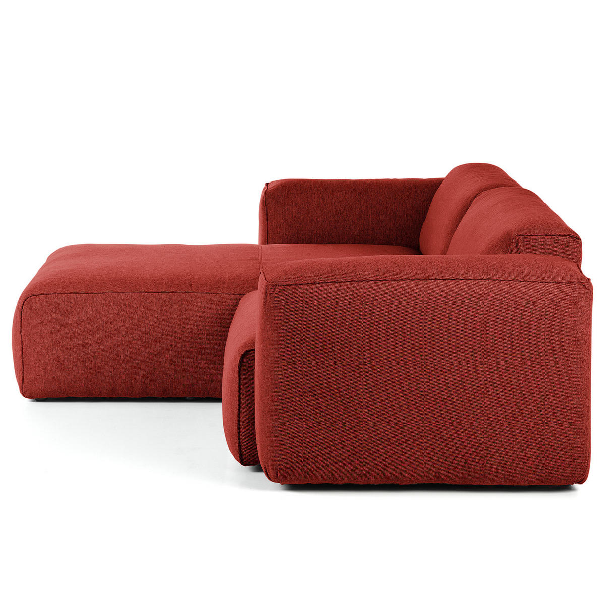 1,5-SITZER ECKSOFA mit Longchair - Rot/Schwarz, Kunststoff/Textil (260/173cm) - home24