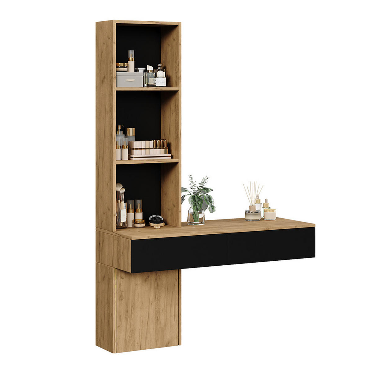 TOALETNÍ STOLEK Melora Dub/černá - barva dubu, kompozitní dřevo (100/155/40cm) - Vicco