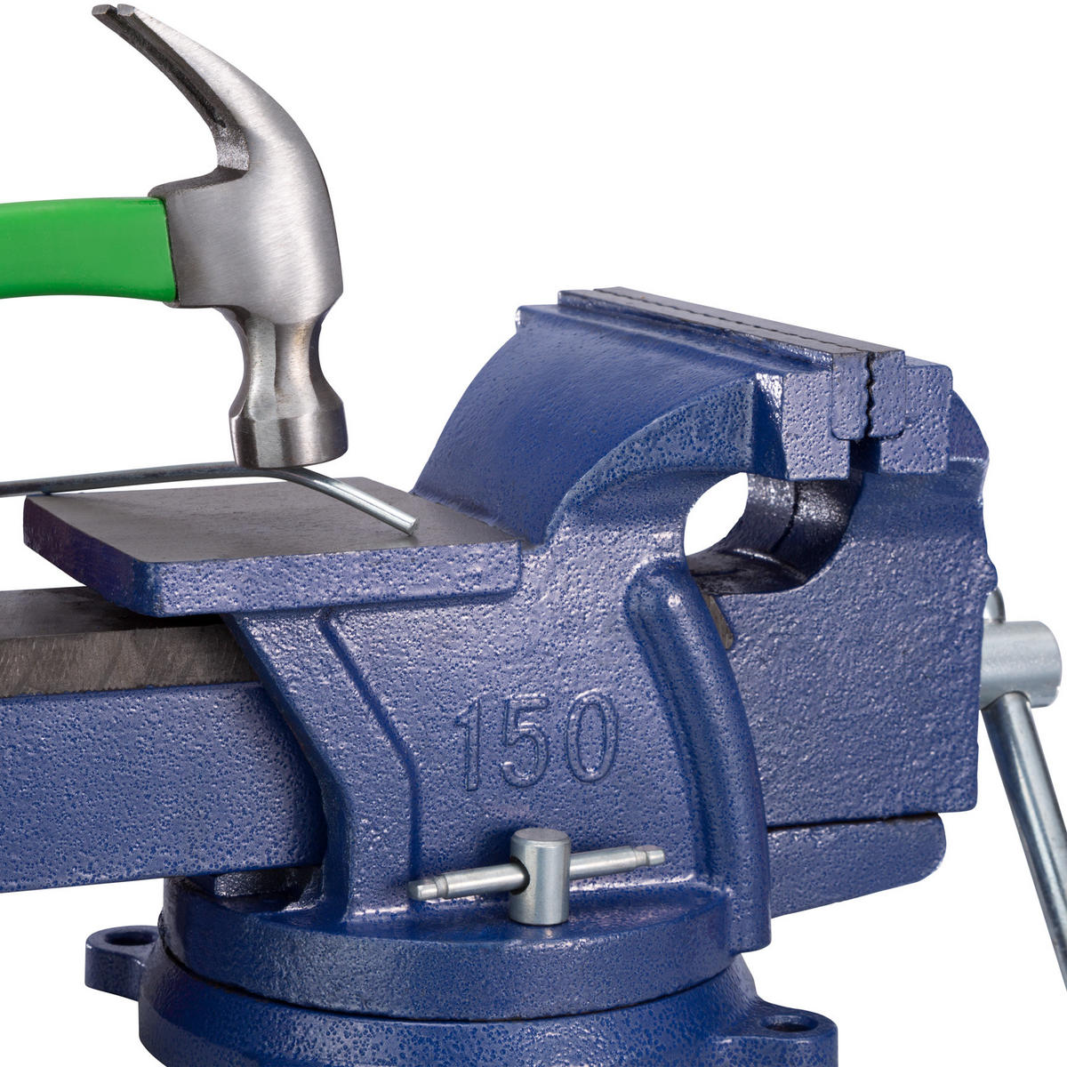SCHRAUBSTOCK ,3 Anschraublöcher,blau - Blau, Metall (33/15/17cm) - tectake
