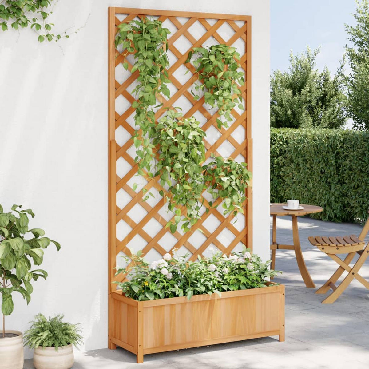 PFLANZKÜBEL Mit Spalier Braun Massivholz Tanne - Braun, Holz (90/180/35cm) - vidaXL