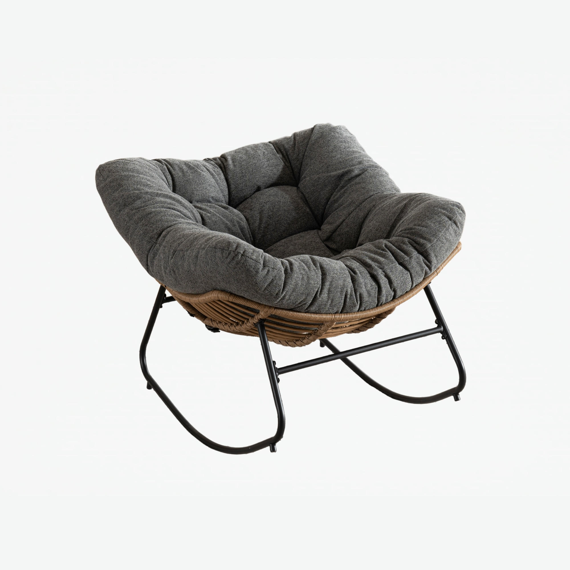 SCHAUKELSTUHL Grau Chenille, Metallrahmen - Grau, Textil (98/77/102cm) - Oxeza