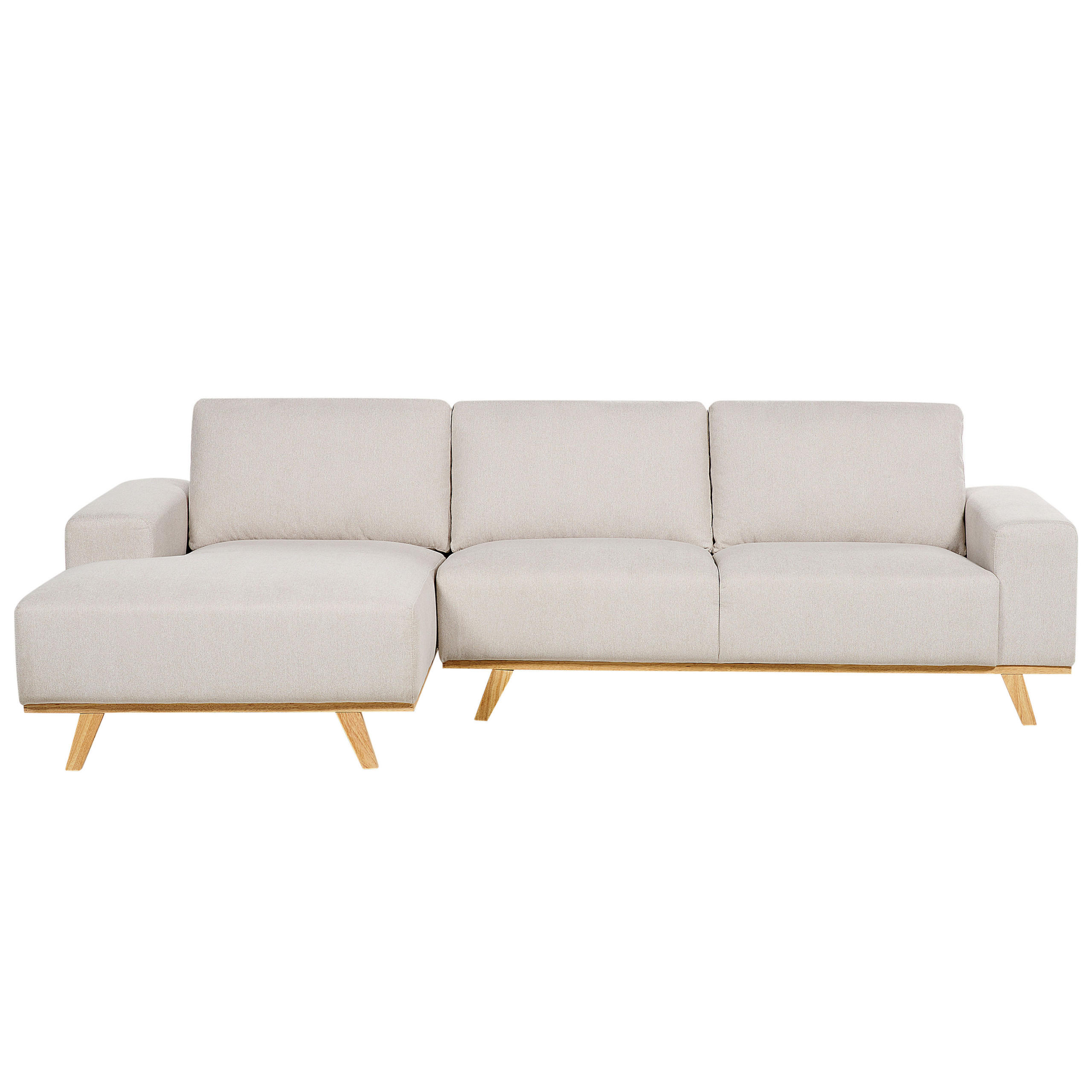 3-SITZER-ECKSOFA beige linksseitig Nora - Hellbraun/Beige, Textil (279/150cm) - Beliani