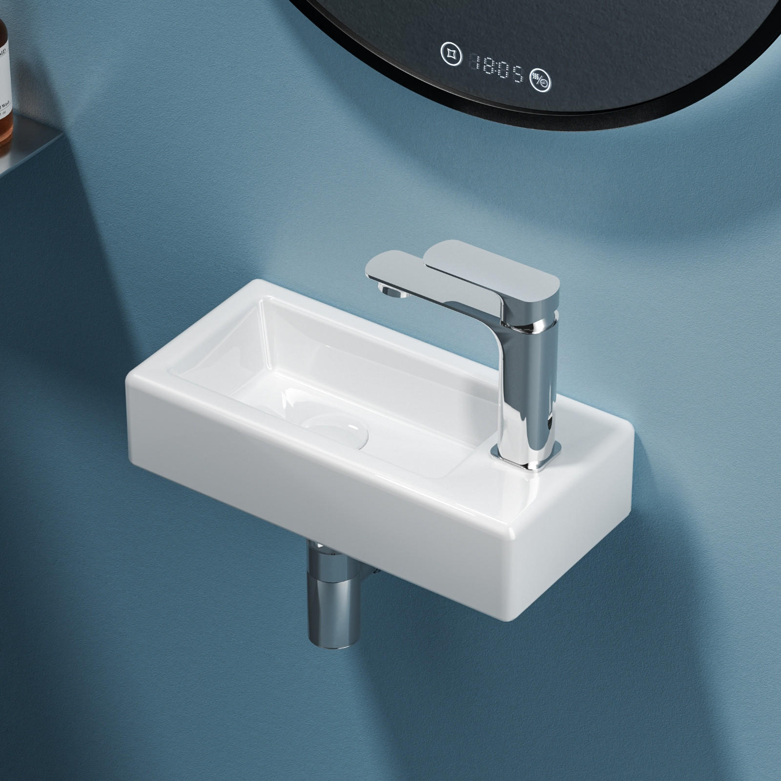 HANDWASCHBECKEN mit pflegeleichter Oberfläche Weiß 40,5 / 20,5 / 10,5 cm - Weiß Hochglanz, Keramik (20.5/10.5/40.5cm) - EMKE