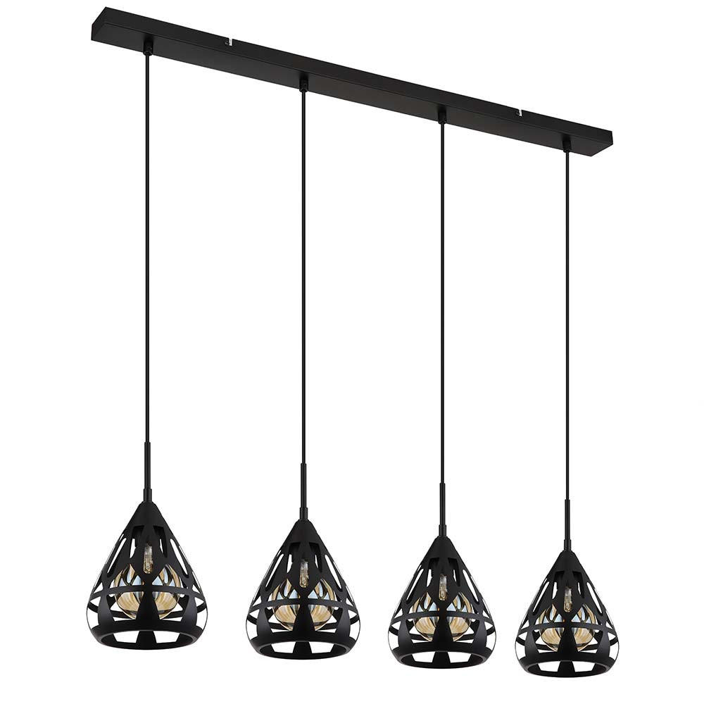 PENDELLEUCHTE Metall Schwarz 4-Flammig - Schwarz, Metall (92/17/120cm) - Globo Lighting