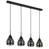 PENDELLEUCHTE Metall Schwarz 4-Flammig - Schwarz, Metall (92/17/120cm) - Globo Lighting