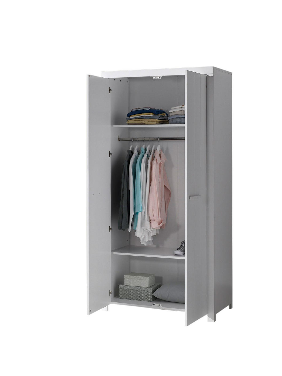 KINDERZIMMERSCHRANK Karalynn 100x58x206 mit 2 Türen MDF Weiß - Weiß, Holzwerkstoff (100/206/58cm) - 58aufmkessel