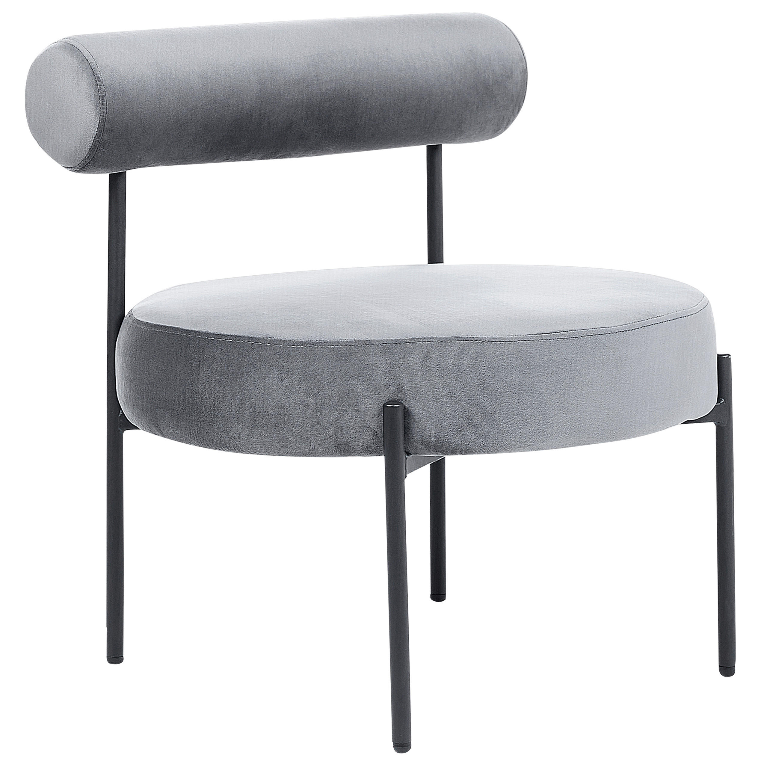 SESSEL Samtstoff Grau/Schwarz Alpha - Grau, Textil/Metall (60/66/60cm) - Beliani