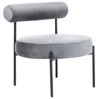 SESSEL Samtstoff Grau/Schwarz Alpha - Grau, Textil/Metall (60/66/60cm) - Beliani