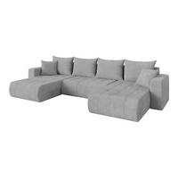 SEDACÍ SOUPRAVA DO U s funkcí spaní a úložným prostorem MILA-U 378x194x86 šedá manšestr - šedá/černá, kompozitní dřevo/textil (378/86/194cm) - ALTDECOR