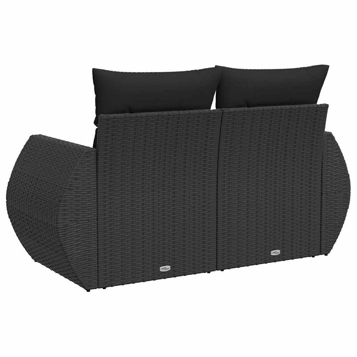 GARTENSOFA Mit Kissen 2-Sitzer Schwarz Poly Rattan - Schwarz, Kunststoff (142/69/62cm) - vidaXL
