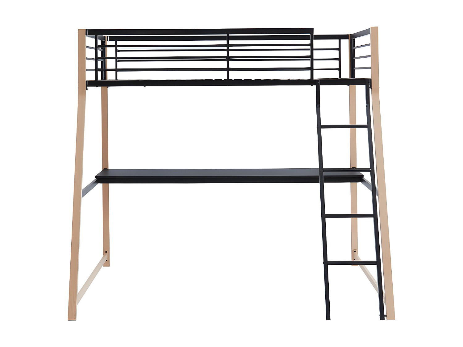 HOCHBETT - 1 Person - Metall - Schwarz, Naturfarben Hell - - Schwarz/Naturfarben, Metall (90/190cm) - Vente-Unique