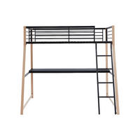 HOCHBETT - 1 Person - Metall - Schwarz, Naturfarben Hell - - Schwarz/Naturfarben, Metall (90/190cm) - Vente-Unique