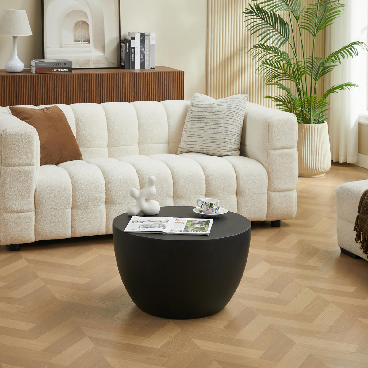 COUCHTISCH Rund Schwarz 64 x 64 x 38 cm - Schwarz, Metall (64/64/38.5cm) - Nordlys