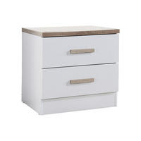 NACHTTISCH mit 2 Schubladen - Weiß und Holzfarben - SKAIDO - Naturfarben, Holz (50/50/40cm) - Vente-Unique