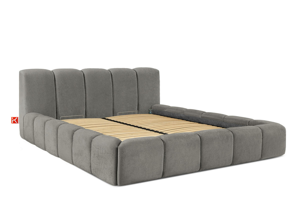 POLSTERBETT OLMIRA - Dunkelgrau/Schwarz, Holz/Holzwerkstoff (202/203cm) - KONSIMO®