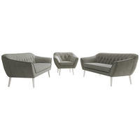 SEDACIA ZOSTAVA 3+3+1 PIRS - Sivá Štruktúrovaná látka - Biele nohy - sivá/biela, kompozitné drevo/textil (180/75/74cm) - MKS