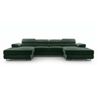 WOHNLANDSCHAFT Arborio Dunkelgrün 352/202/90 cm mit Schlaffunktion - Dunkelgrün/Schwarz, Textil/Metall (352/90/202cm) - AX Living