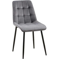 STUHL Samt dunkelgrau - Dunkelgrau/Schwarz, Textil/Metall (47/89/61cm) - CLP