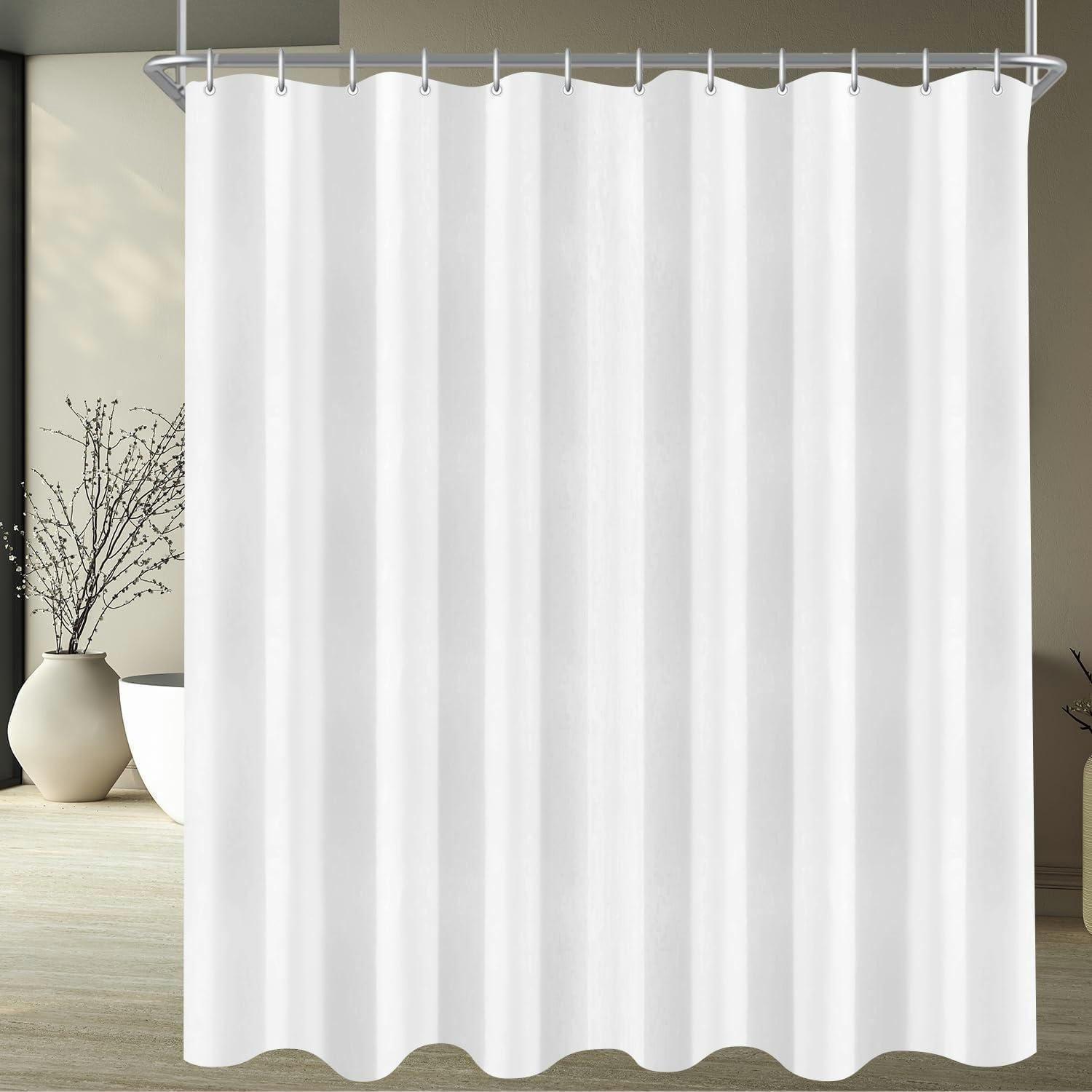 DUSCHVORHANG Reinweiß 180 x 170 cm mit 12 Ringen - Weiß, Textil (180/170cm)