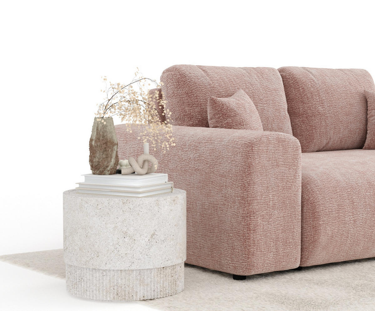 2-SITZER-SOFA Zanzibar Rosa Chenille - Schwarz/Rosa, Holz/Holzwerkstoff (178/79/108cm) - Maison de Reve